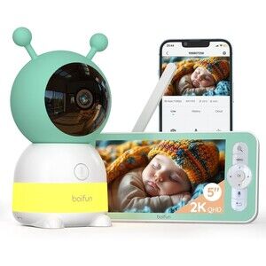 BOIFUN 2K 5" Baby 6T Video Baby Monitor WiFi, 360 View Camera Audio Split Screen